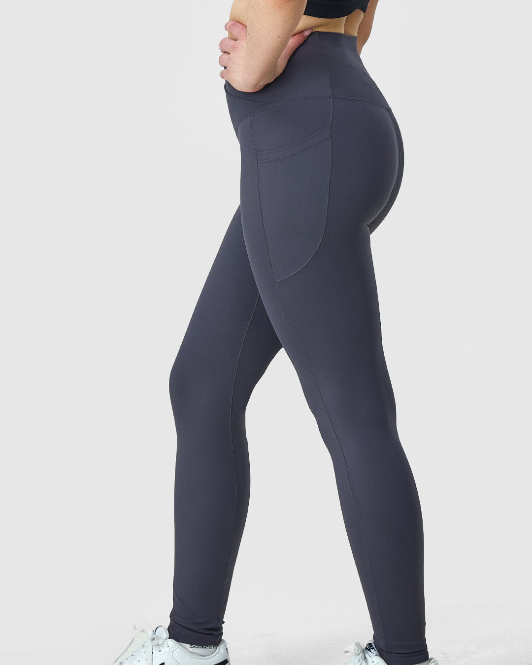 leggings, grey yoga pants with pockets and made of buttery soft fabric